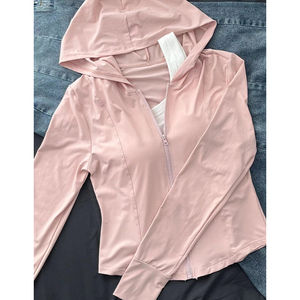 粉色冰丝防晒衣女款夏季2024新款修身瑜伽服外套紧身上衣运动套装