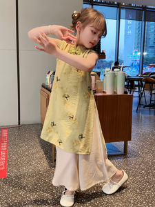 女童套装2024新款夏季新中式国风母女亲子装唐装夏款汉服旗袍夏装