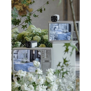老式黑白电视机改液晶屏播放接摄像头婚礼展览橱窗展示拍照打卡