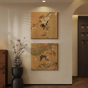 宋代美学客厅装饰画中古风玄关挂画中国风法式复古走廊过道墙壁画