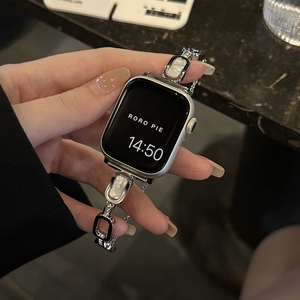 iwatch表带高级夏天金属手镯式小众手链适用苹果手表applewatch