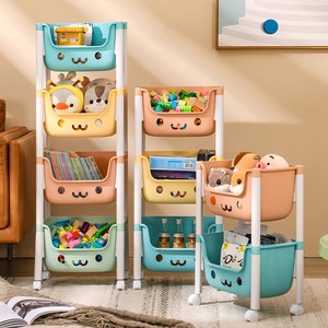 日本进口MUJIE小推车置物架儿童玩具收纳架书架可移动多层整理架