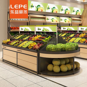 乐品水果货架水果店展示架超市单层实木蔬果架子创意蔬菜置物架果