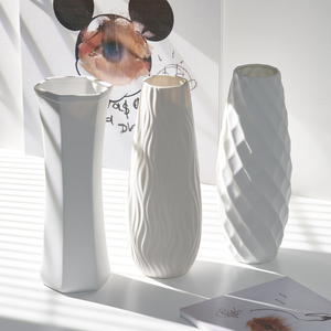 简约白色大号陶瓷落地花瓶创意北欧家居客厅插花摆件干花装饰花器