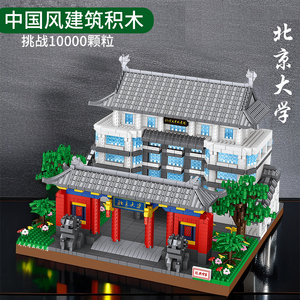 中国名校积木建筑模型北京清华大学益智拼装拼图玩具男女孩高难度