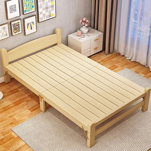 佐慕折叠床实木单人床办公室午休床家用1.2米硬板木质床租房小床