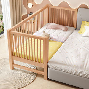 德品曼全榉木拼接床儿童床实木婴儿床加宽拼接大床小孩宝宝床边床