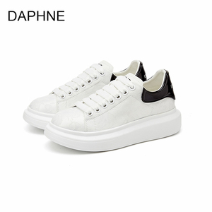 Daphne/达芙妮春季2024新款系带小白鞋透气百搭厚底休闲运动女鞋