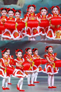 儿童小梦娃演出服民族舞蹈服开门红打鼓喜庆演出服冰糖葫芦舞蹈服