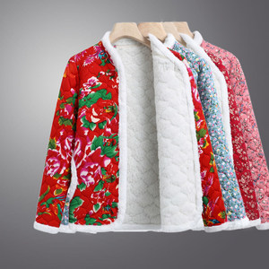 花棉袄女冬季新款东北中年妈妈秋冬装棉衣小个子加绒加厚短款大码