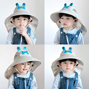 儿童帽子夏季大帽檐薄款宝宝披肩帽防紫外线遮阳护颈男女童防晒帽