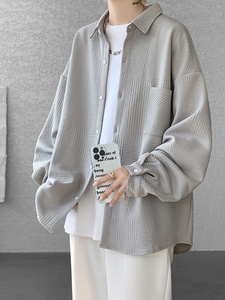 GXG官方旗舰店衬衫男士2023年韩版高级感帅气秋季新款宽松提花长