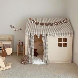 韩国家用儿童房子室内游戏屋男女孩INS玩具木帐篷全棉小城堡分床