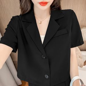 黑色小西装外套女夏季薄款外穿2023新款韩版时尚气质短款西服上衣