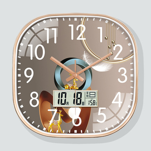 新中式钟表挂钟客厅家用万年历2024新款装饰简约创意静音大气挂表