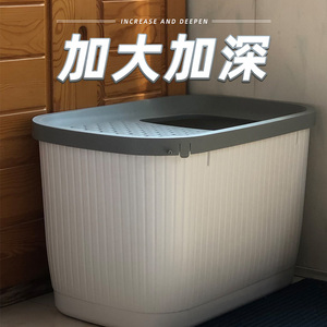 日本进口MUJIE猫砂盆全封闭顶入式超大号桶特大猫厕所防外溅砂猫