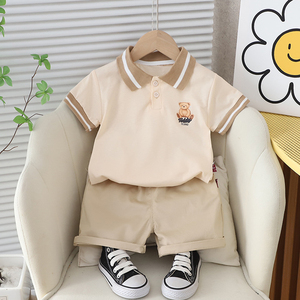 婴儿衣服夏季韩版休闲童装polo衫短袖套装一岁男宝宝洋气时尚夏装