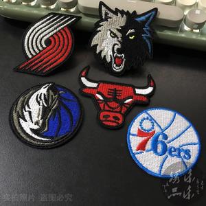 NBA刺绣篮球队羽绒服布贴LOGO标志开拓者公76人森林狼灰熊小牛队