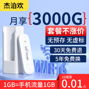 杰泊欢随身wifi移动无线wifi无限速流量卡托2024新款4G便携无线网卡三网通全国通用笔记本电脑车载租房路由器