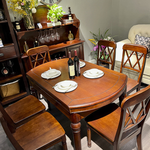 元芮-HLJ6073红橡木小户型家用美式实木跳台餐桌