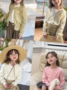 2024春季款中大女童韩版甜美气质针织衫儿童宝宝镂空樱桃开衫外套