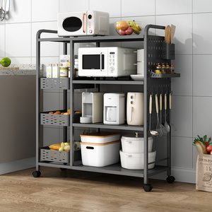 厨房置物架落地家用微波炉烤箱储物架多功能小家电器多层收纳架子