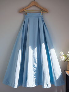 原创设计女装天蓝色高腰简约半身裙2024夏季新款百搭显身材马面裙