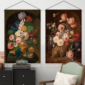 复古花卉挂毯油画艺术客厅挂布背景布电表箱遮挡欧美装饰卧室挂画
