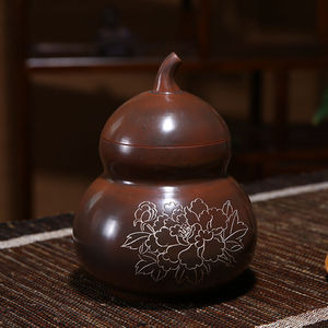 此时此刻广西钦州坭兴陶茶叶罐葫芦茶罐醒茶罐非紫砂紫陶小容量如
