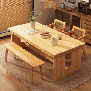 新款餐桌家用实木腿吃饭桌子小户型原木风大板桌洽谈桌商用餐桌椅