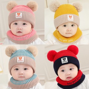 婴儿帽子秋冬0-12个月男女宝宝公主毛线帽幼儿保暖可爱围脖1--3岁