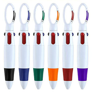 四色塑料按动圆珠笔登山扣创意便携礼品笔实用文具挂件笔