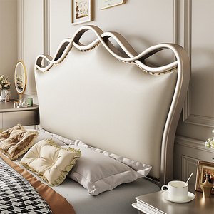 高定美克银法式主卧床现代轻奢美式大床家用1米8欧式真皮软包婚床