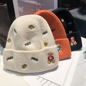新款网红小熊毛线帽子女韩版时尚潮流保暖护耳可爱冬天款针织帽潮