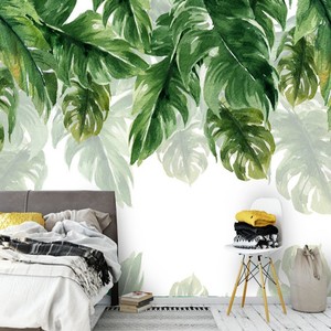 5D热带植物大型壁画电视背景墙纸卧室客厅壁纸东南亚风龟背竹墙布