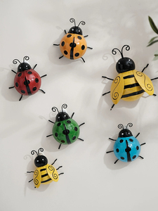 创意户外铁艺仿真蜜蜂七星瓢虫挂件庭院花园幼儿园草坪装饰小摆件