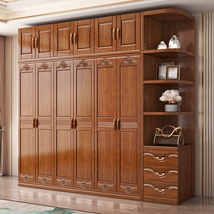 挂衣柜家用卧室2024新款实木衣柜全实木现代中式对开门原木大衣橱