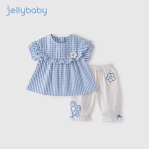 杰里贝比女童套装短袖小宝宝夏季童装2023儿童衣服女洋气时髦夏装
