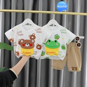 男女童卡通夏装运动套装2024新款韩儿童幼童短袖休闲两件套洋气潮
