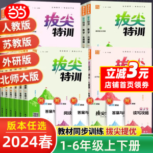 当当网 新2024春通城小学拔尖特训一1年级2二年级345三四五6六年级上下册语文数学英语人教青岛外研版教材同步练习册课后练习作业