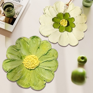 日本进口MUJIE异形花卉餐垫隔热垫皮革防水防油餐桌垫免洗可擦垫