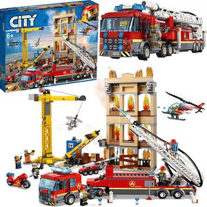 城市警察消防局车消防救援队60216救援直升机拼装乐高积木玩具