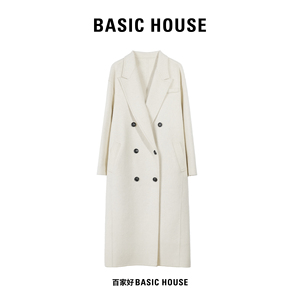 Basic House/百家好 2023年秋冬新款时尚百搭双排扣双面大衣