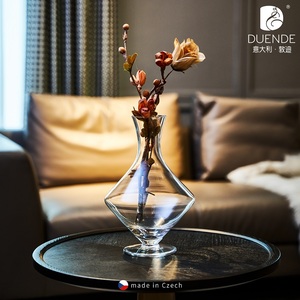 意大利DUENDE透明水晶玻璃花瓶 现代北欧客厅插花摆件 餐桌大花器