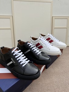 法国代购BALLY巴利小白鞋23新款条纹撞色男士低帮运动鞋休闲板鞋