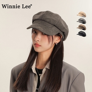 Winnie Lee春秋季贝雷帽2023爆款显脸小帽子日系复古鸭舌八角帽女