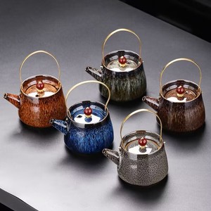 家用窑变釉陶瓷茶壶带过滤复古钧窑提梁壶功夫茶具泡茶壶泡茶器