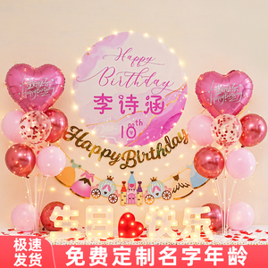 网红儿童生日装饰场景布置女孩10岁女宝十周岁背景墙派对气球用品