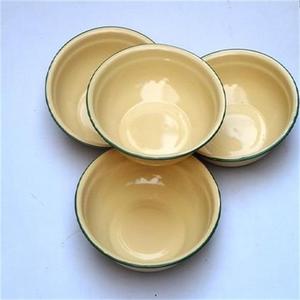 搪瓷碗 怀旧 搪瓷饭盆老式盆子汤碗汤盆纯黄绿色包邮