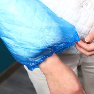 新款 塑料套袖厨房食堂家用防水防油加厚蓝色透明护袖围裙-PE